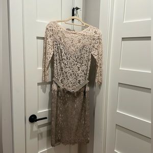 Tadashi Shoji Dress, Size 6, Tan + Cream